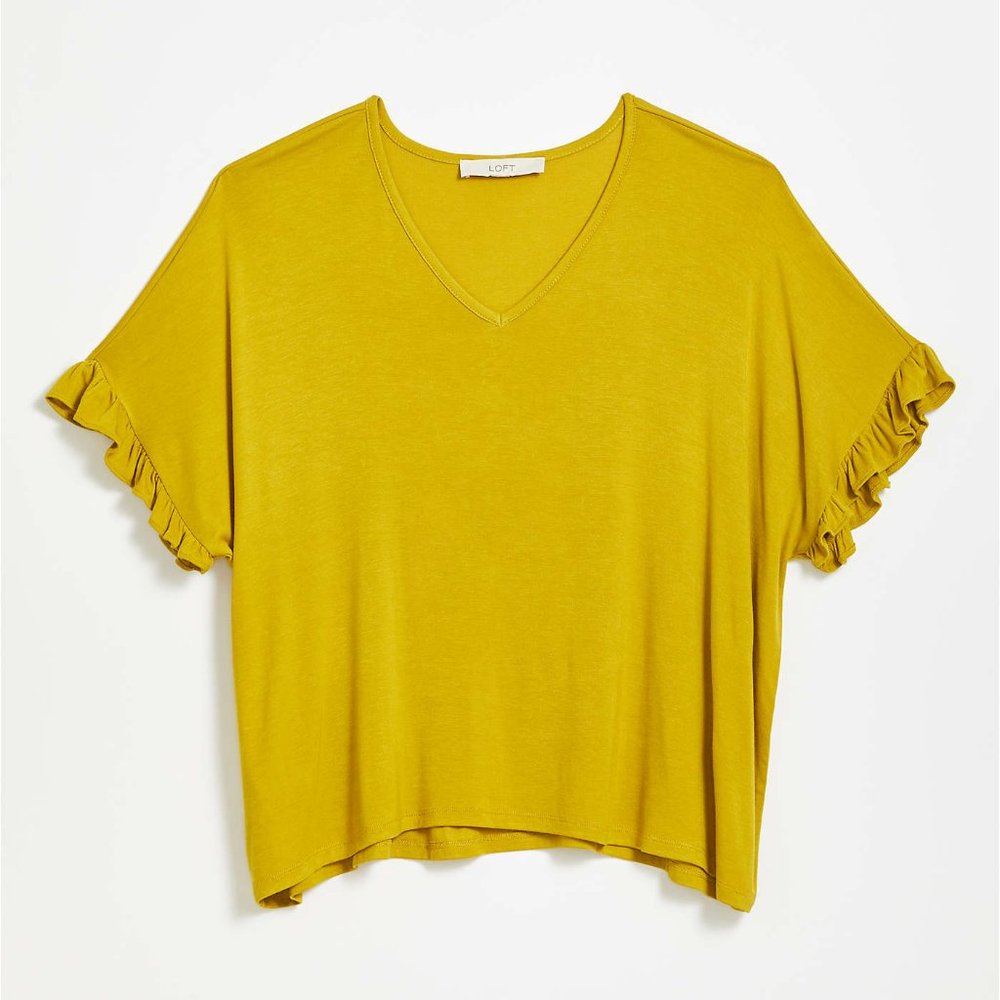 LOFT Ruffle Cuff V-Neck Dolman Top size XL
